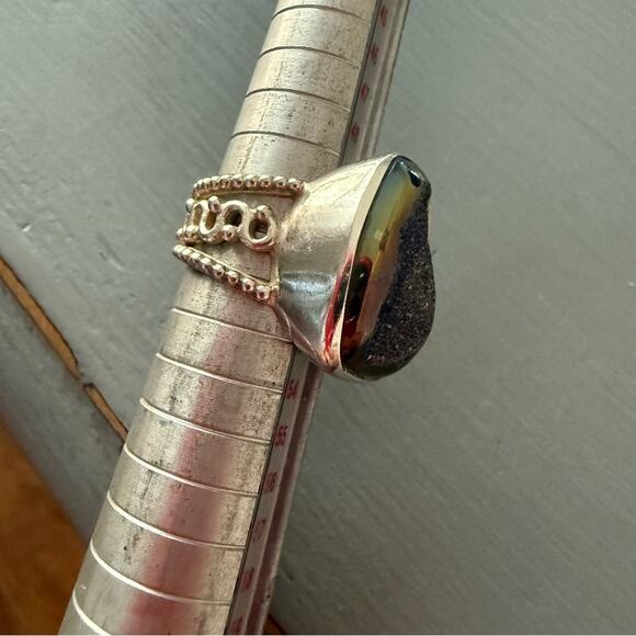 PJC Druzy Stone 925 Sterling Silver Ring Size 6 - Picture 4 of 15